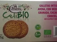 Mängden socker i Celibio galletas integrales avena con mermelada de granada, cacao y pepitas de chocolate