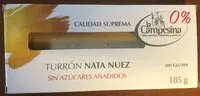 Mängden socker i Turron nata nuez