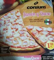 Mängden socker i Pizza jamón York y queso
