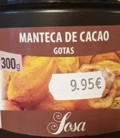 Mängden socker i Manteca de cacao-gotas 300gr