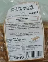 Mängden socker i Pan de molde 100% integral
