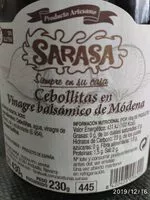 Mängden socker i Cebollitas en vinagre balsámico de modena
