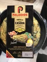 Mängden socker i Tortilla de patata casera con espinacas sin gluten sin lactosa