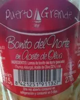 Mängden socker i Bonito del norte en aceite de oliva