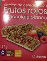 Mängden socker i Barritas de cereales con frutos rojos y chocolate blanco