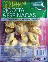 Mängden socker i Tortellini rellenos de ricotta y espinacas