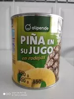 Mängden socker i Piña en su jugo en rodajas