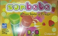 Mängden socker i Sorbete Lima limón y Fresa