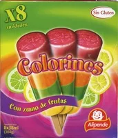 Mängden socker i Helados de hielo con zumo de frutas