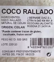 Mängden socker i Coco rallado