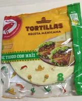 Mängden socker i 8 tortillas de trigo con maíz