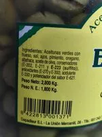 Mängden socker i Aceitunas chupadedos con hueso