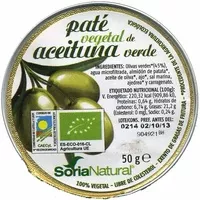 Mängden socker i Paté vegetal de aceitunas ecológico