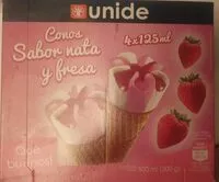 Mängden socker i Helados conos de fresa y nata
