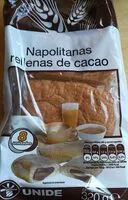 Mängden socker i Napolitanas rellenas de crema de cacao