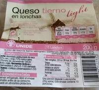Mängden socker i Queso en lonchas tierno light