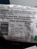 Mängden socker i Calabaza, Semillas De 250GR Biocop