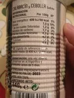 Mängden socker i Calabacín y cebolla 340 gr.