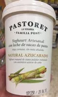 Mängden socker i Yogur artesanal cremoso natural azucarado sin gluten