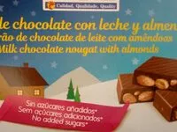 Mängden socker i Turrón de chocolate con leche y almendras