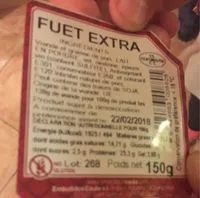 Mängden socker i Fuet extra