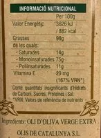 Mängden socker i Oli d'oliva verge extra Siurana