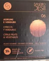 Mängden socker i Helado cítricos y verduras