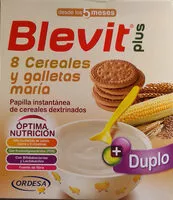 Mängden socker i Blevit plus 8 cereales y galletas maría