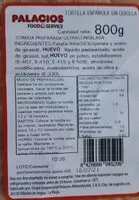 Mängden socker i Tortilla Palacios