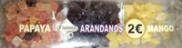 Mängden socker i Papaya, Arándanos, Mango