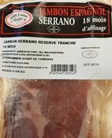 Mängden socker i Jambon serrant 18 mois d'affinage