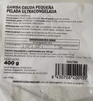 Mängden socker i Gamba cruda pequeña pelada ultracongelada