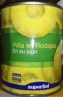 Mängden socker i Piña en rodajas, en su jugo