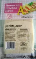 Mängden socker i Havarti light en lonchas