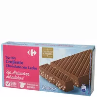 Mängden socker i Turrón crujiente chocolate con leche sin azúcar