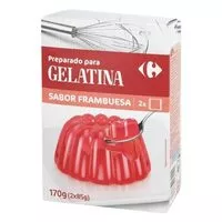 Mängden socker i Preparado postre gelatina frambuesa