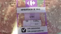Mängden socker i Hamburguesa de pavo