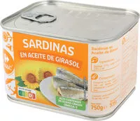 Mängden socker i Sardinas en aceite de girasol