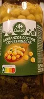 Mängden socker i Garbanzos cocidos con espinacas