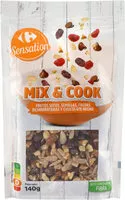Mängden socker i Mix and cook, frutos secos, semillas, frutas deshidratadas y chocolate negro