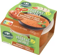 Mängden socker i Untable vegetal pimiento rojo, berenjena y cebolla