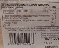 Mängden socker i Almendras marcona molidas