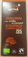 Mängden socker i Chocolate con nibs de cacao ecológico comercio justo 70% cacao