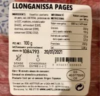 Mängden socker i Llonganissa pages