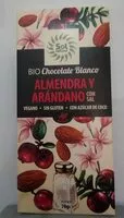 Mängden socker i Chocolate blanco bio con almendra y arándano con sal