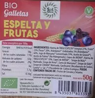 Mängden socker i Bio Galletas Espelta y Frutas