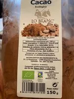 Mängden socker i Cacao ecologicolo lo blanc