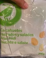 Mängden socker i Cacahuetes tostados y salados