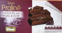 Mängden socker i Turrón praliné chocolate con pasas al licor