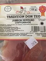 Mängden socker i Jambon Serrano Chiffonnade